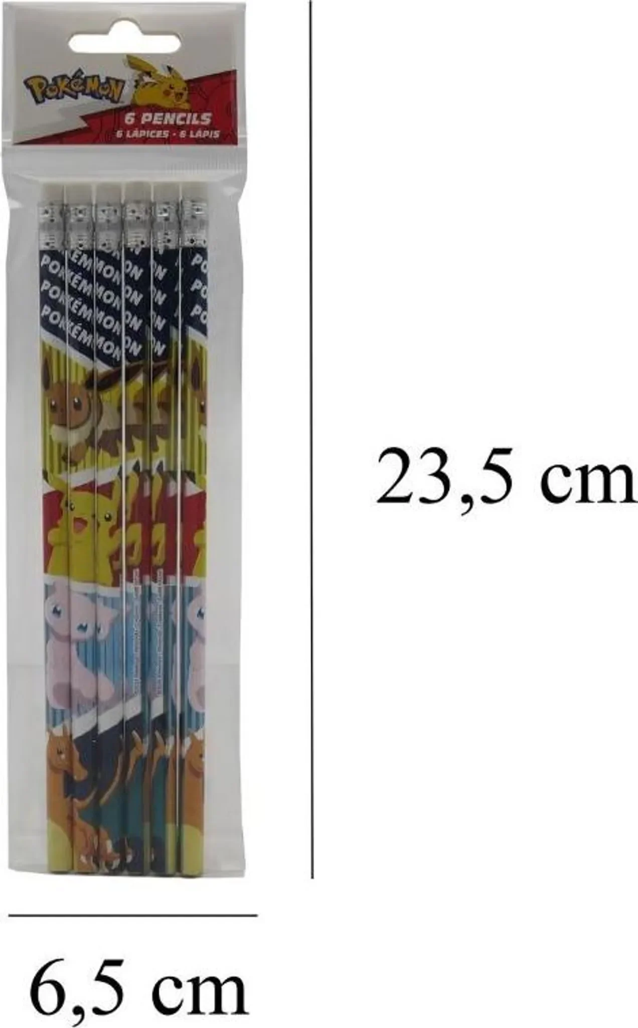 Pokémon Bleistiftset mit Radiergummi – 6 Bleistifte